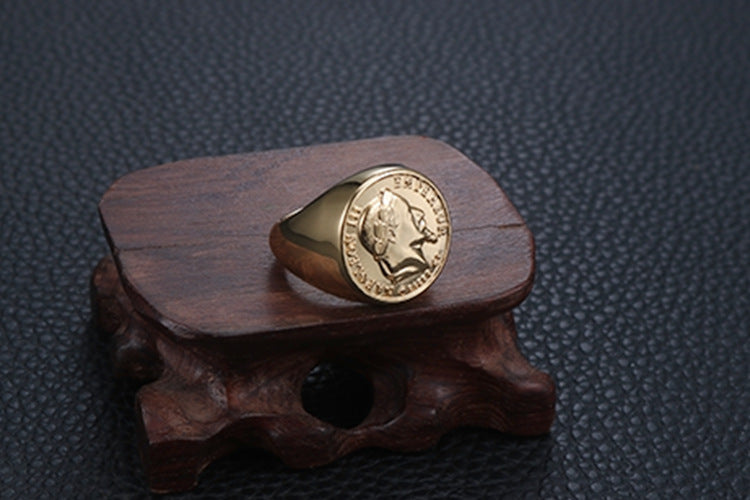Stainless Steel Napoleon Head Signet Ring gold-tone finish view 4