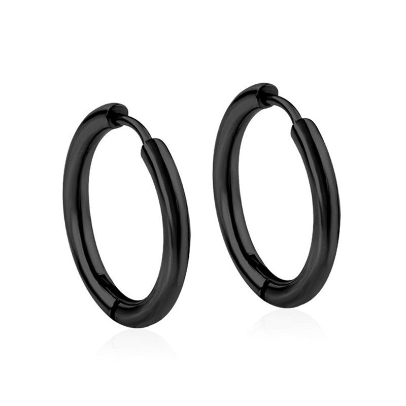 2.5mm Stainless Steel Hoop Earrings silver finish view 3