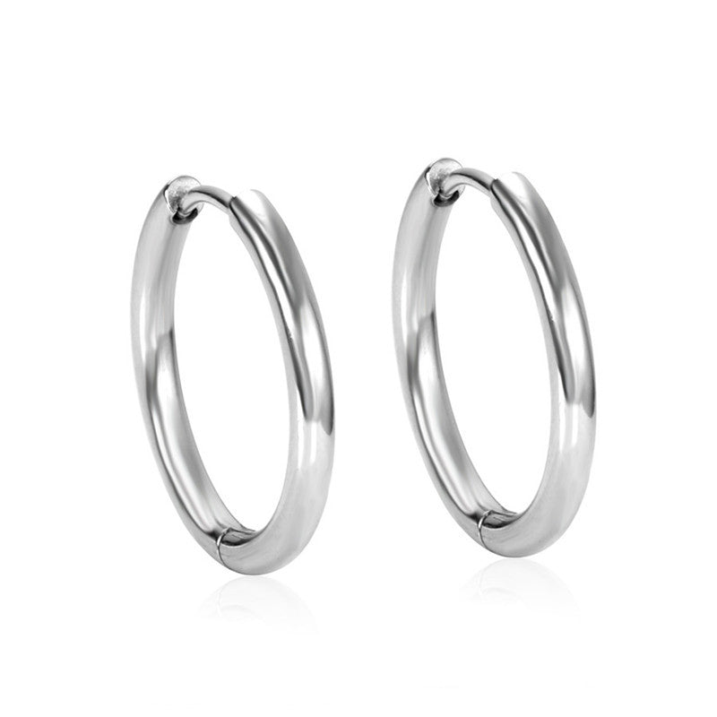 2.5mm Stainless Steel Hoop Earrings silver finish