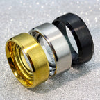 Brushed Beveled Edge Stainless Steel Band - gold, silver, black rings