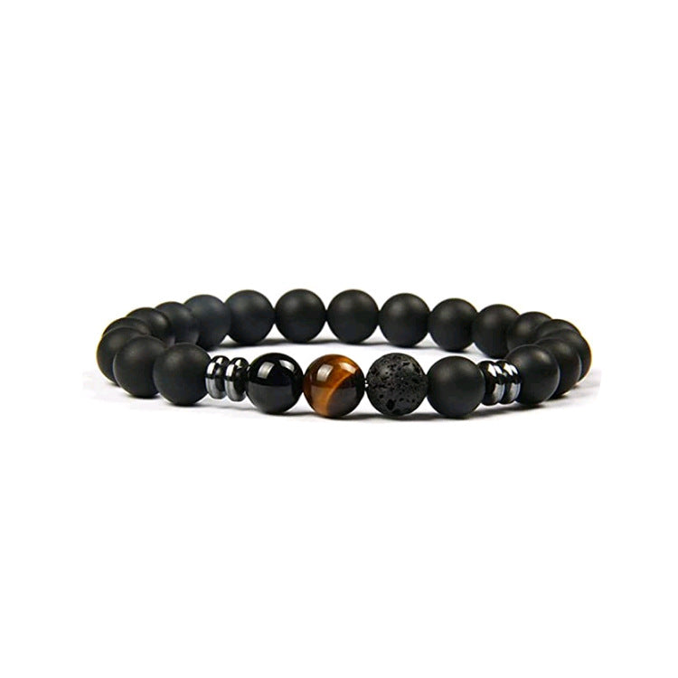 The Lava and Tiger Eye Stone Bead Bracelet, view 3