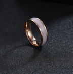 Titanium Steel White Inlay Ring, minimalist band view 3