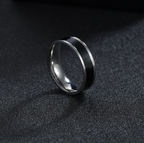 Titanium Steel White Inlay Ring, minimalist band view 2
