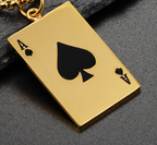 Ace of Spades Pendant Necklace, silver-tone with black spade view 2