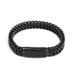 Stainless Steel Twin Wheat Chain Bracelet - silver-tone, magnetic clasp view 4