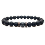 The Black Bead Bracelet with Lapis or Grey Stone, view 4