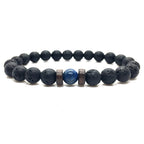 The Black Bead Bracelet with Lapis or Grey Stone, view 9