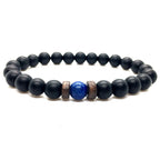 The Black Bead Bracelet with Lapis or Grey Stone, view 7