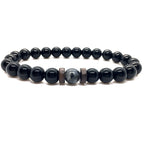 The Black Bead Bracelet with Lapis or Grey Stone, view 6