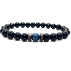 The Black Bead Bracelet with Lapis or Grey Stone, view 8