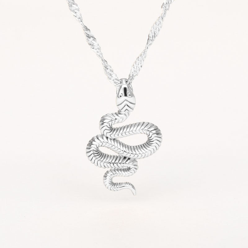 Stainless Steel Snake Pendant Necklace gold-tone finish view 2