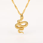 Stainless Steel Snake Pendant Necklace gold-tone finish