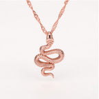 Stainless Steel Snake Pendant Necklace gold-tone finish view 4