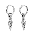 Stainless Steel Arrow Dangle Hoop Earrings, silver finish