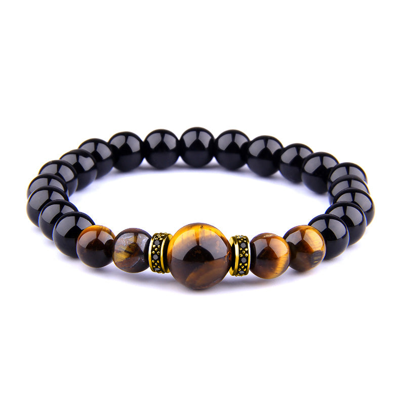 The Tiger Eye Bead Bracelet with Pave Accents, view 6