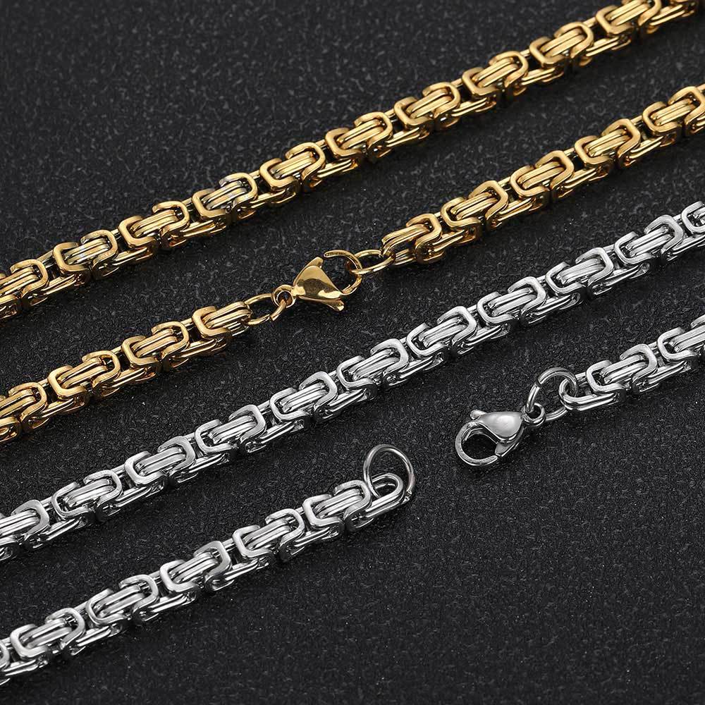4mm Byzantine Link Stainless Steel Chain, gold-tone and silver-tone chains