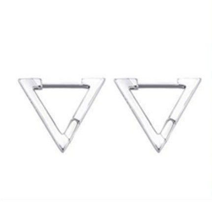 Geometric Triangle Hoop Earrings in silver stainless steel view 4