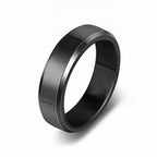 6mm Stainless Steel Beveled Band Ring in gold, black, and silver view 4