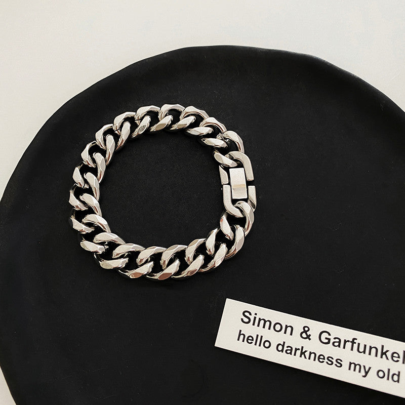 11mm Stainless Steel Cuban Link Bracelet on wrist view 3