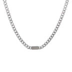 Titanium Steel Cuban Bar Link Necklace, close up on white background