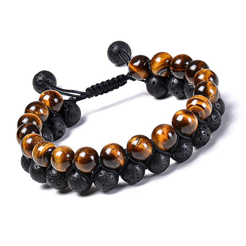 Tiger Eye Agate Bead Adjustable Bracelet - stone beads, macrame closure view 6