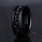 Black Tungsten Carbide Opal Inlay Ring front view view 6