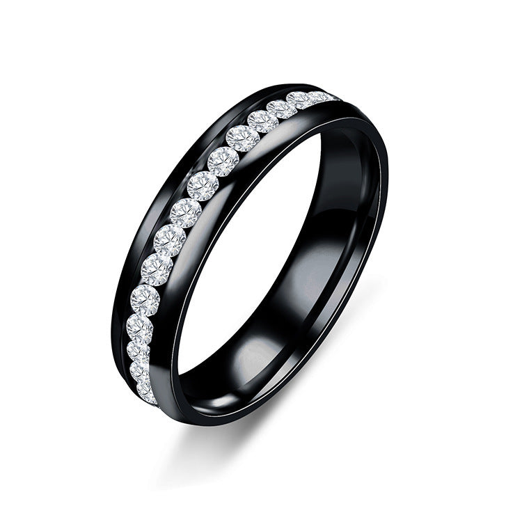 Titanium Steel Cubic Zirconia Band Ring in gold-tone finish view 2