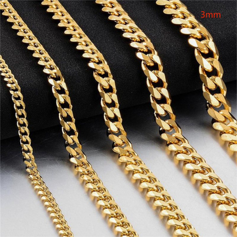 3-9mm Stainless Steel Curb Link Chain in silver, gold, and black finishes view 8
