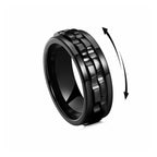 Stainless Steel Textured Spinner Ring with a gold-tone inner band view 5