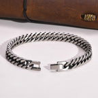 The Antiqued Cuban Bracelet in Stainless Steel, view 6