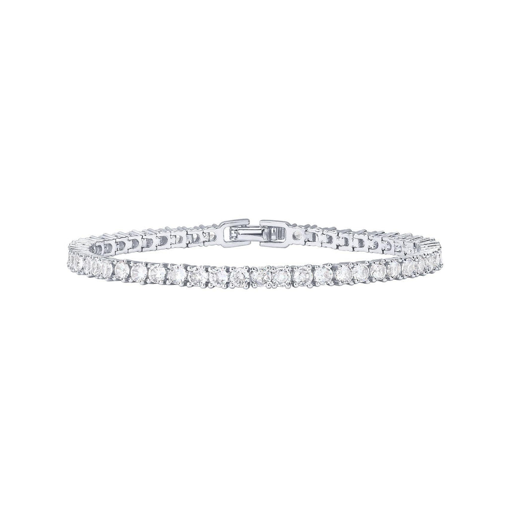 Stainless Steel CZ Tennis Bracelet gold-tone with clear stones view 2