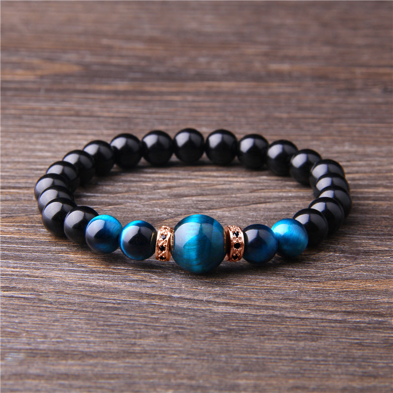 The Tiger Eye Bead Bracelet with Pave Accents, view 2