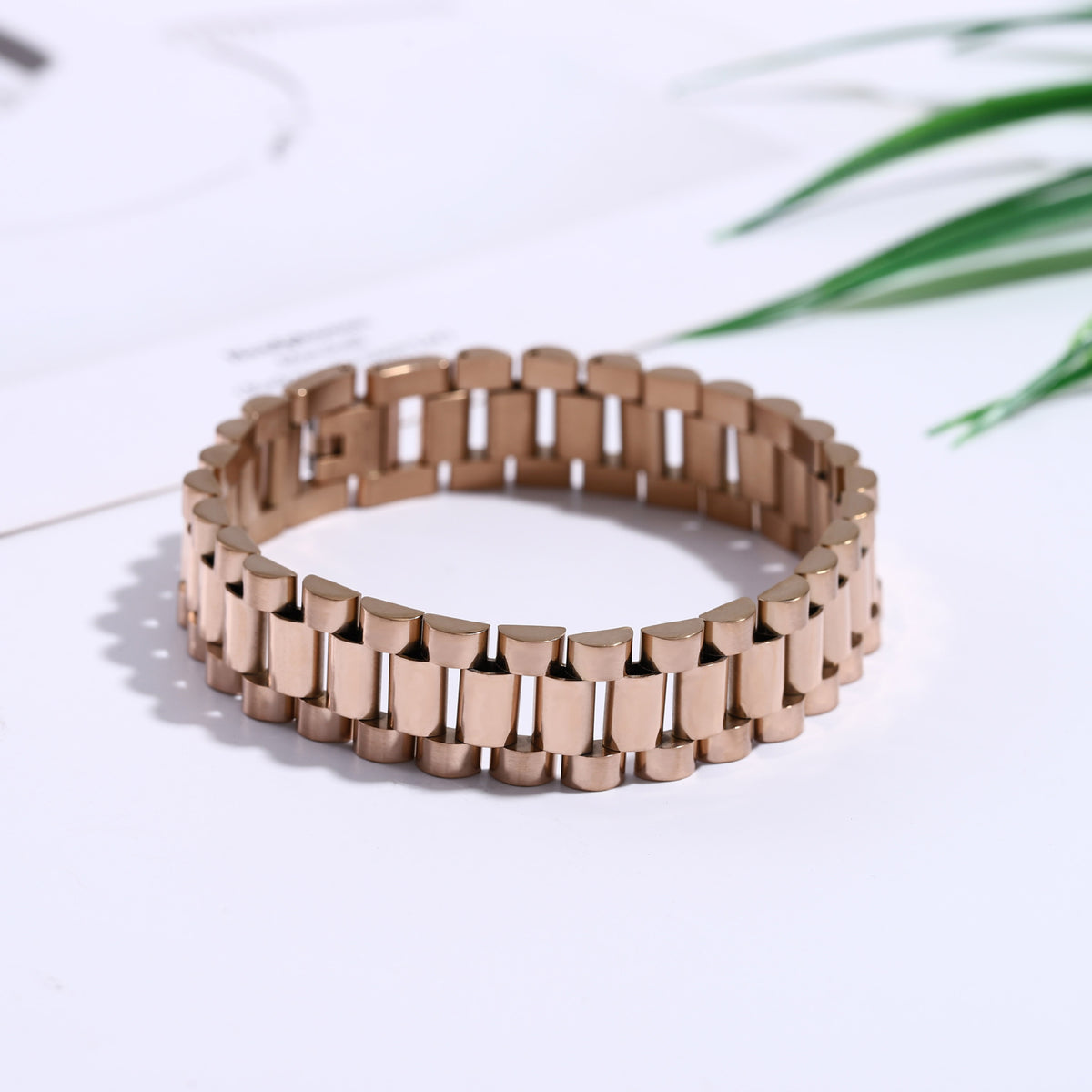 Titanium Steel President Link Bracelet gold-tone finish view 3