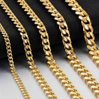 3-9mm Stainless Steel Curb Link Chain in silver, gold, and black finishes view 2