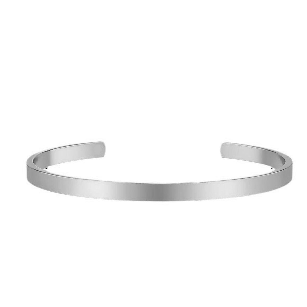 Stainless Steel Cuff and Curb Chain Bracelet Set in silver tone with etched details view 5