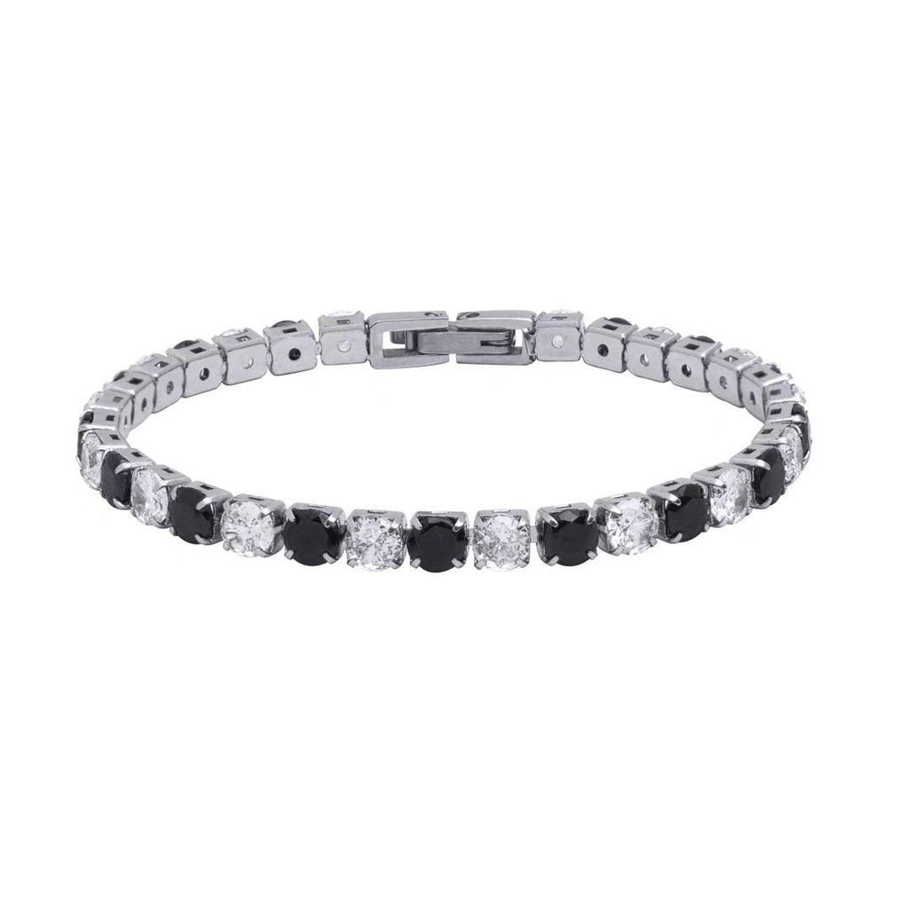 Titanium Steel Iced Tennis Bracelet with clear cubic zirconia stones view 2