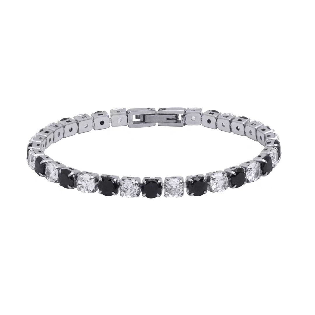 Titanium Steel Iced Tennis Bracelet with clear cubic zirconia stones view 2