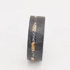 Black Faceted Tungsten Carbide Gold Flake Ring close up view 2