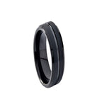 Black Tungsten Carbide Groove Band, brushed and polished view 3
