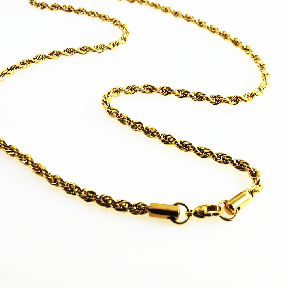 Rope Chain Stainless Steel Necklace silver coiled view 5