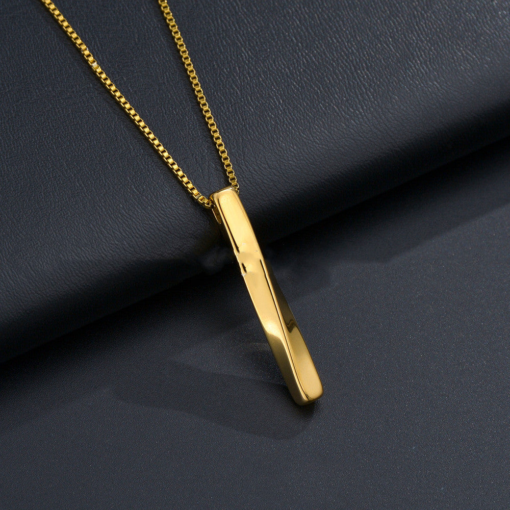 Twisted Bar Pendant Necklace, silver-tone view 2