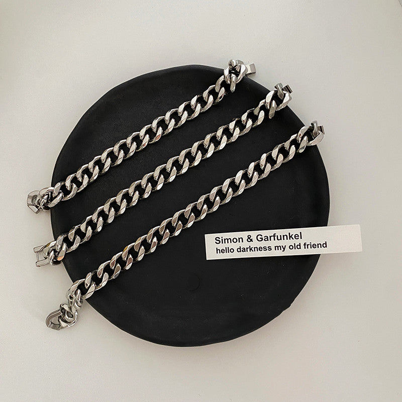 11mm Stainless Steel Cuban Link Bracelet on wrist view 4