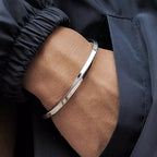 Mobius Titanium Steel Open Bracelet in silver-tone view 6