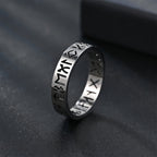 Hollow Rune Stainless Steel Band Ring in black finish view 3