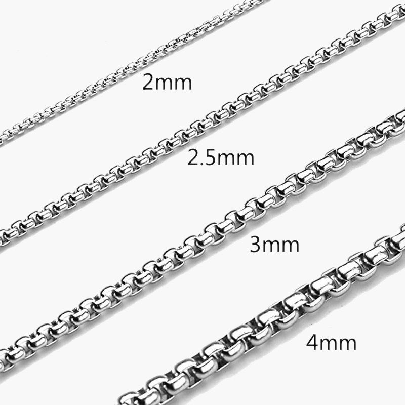 2-4mm Stainless Steel Rolo Chain in silver, gold, and black finishes view 2