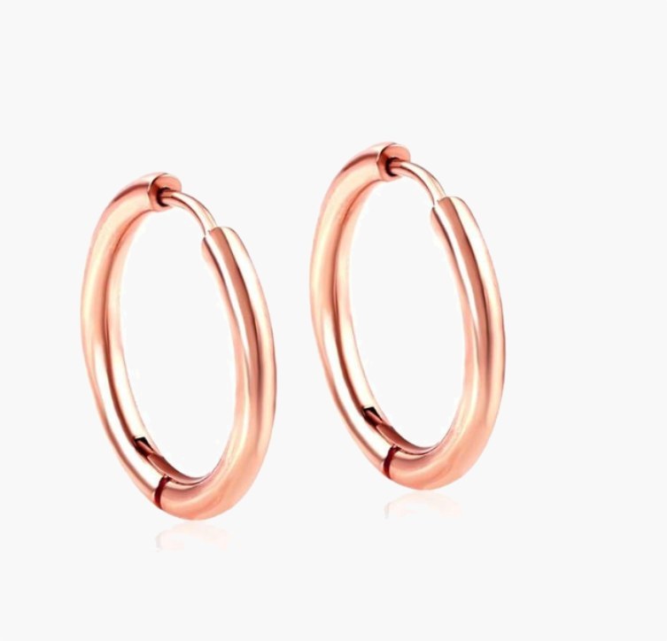 2.5mm Stainless Steel Hoop Earrings silver finish view 2