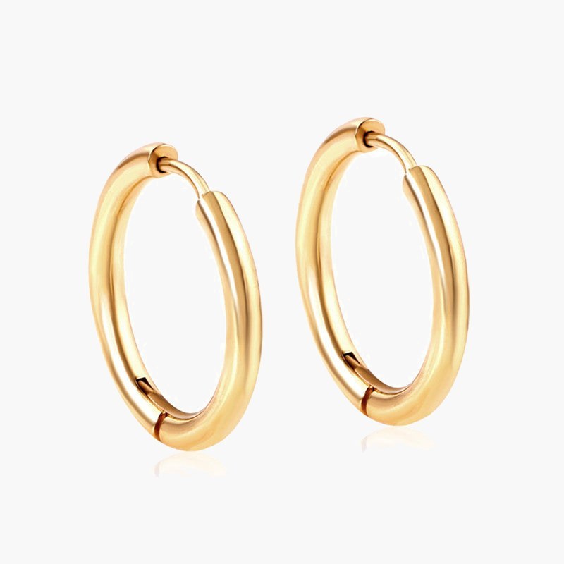 2.5mm Stainless Steel Hoop Earrings silver finish view 4