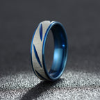 Stainless Steel Geometric Inlay Ring black and silver view 3
