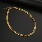 9mm Titanium Steel Cuban Link Chain, gold-tone, close-up view 2