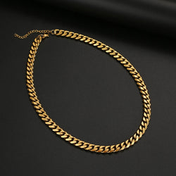 9mm Titanium Steel Cuban Link Chain, gold-tone, close-up view 2